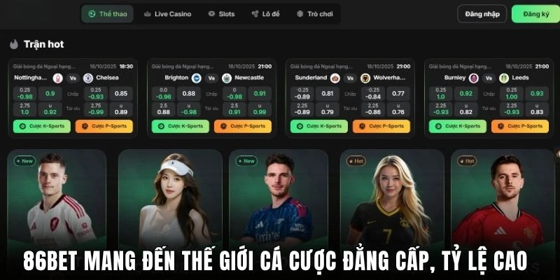 86bet mang đến thế giới cá cược đẳng cấp, tỷ lệ cao