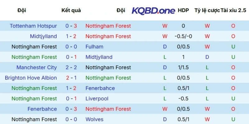 Dấu ấn thi đấu của Nottingham